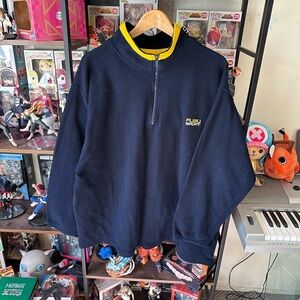 Vintage Y2K FUBU Navy Blue Yellow Fleece Jacket Men’s XL Oversized